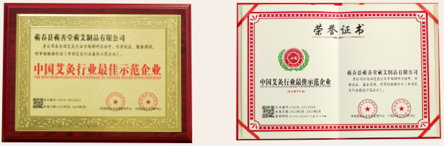 熱烈祝賀蘄善堂被評選為“中國艾灸行業(yè)最佳示范企業(yè)”“中國馳名品牌”！